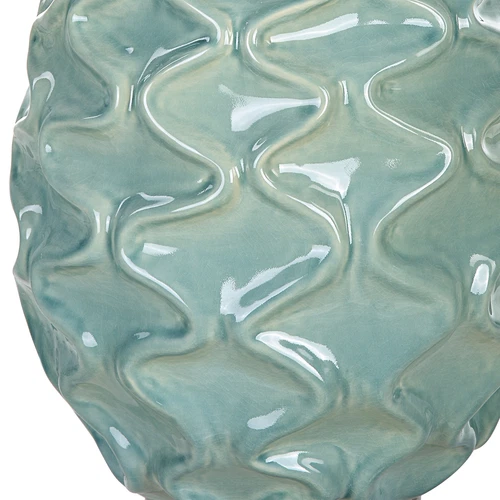 Elegant Aqua Blue Green Seafoam Wave Table Lamp 32 in Fat Graphic Squiggle Gloss - Picture 5 of 7