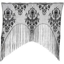 Gothic Black Lace SKULL BAT CURTAIN VALANCE TOPPER SHAWL Halloween Haunted House
