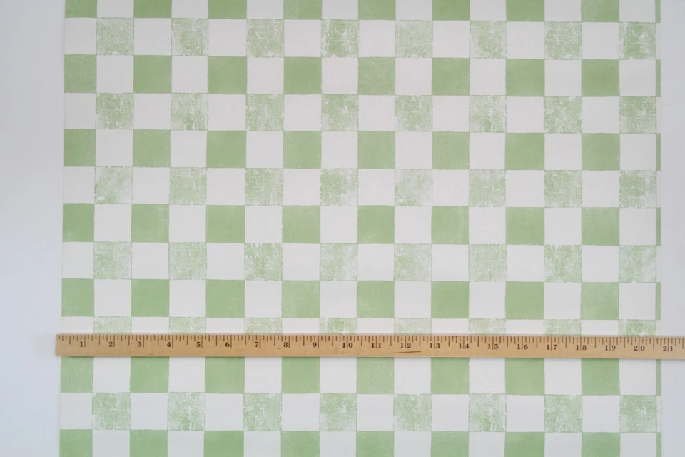 Papel Pintado Norwall NOS Doble Rollo Envejecido Verde Blanco Cuadros Casa de Campo Rústica Foto 2 de 4