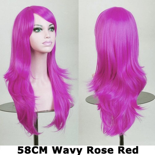 Glueless Ombre Long Wavy Full Wig Costume Anime Halloween Full Wigs Purple Pinkz - Picture 25 of 74