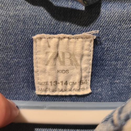 Zara Blue Denim Hoodie Jacket With Side Pockets Size 13-14 - Picture 3 of 4
