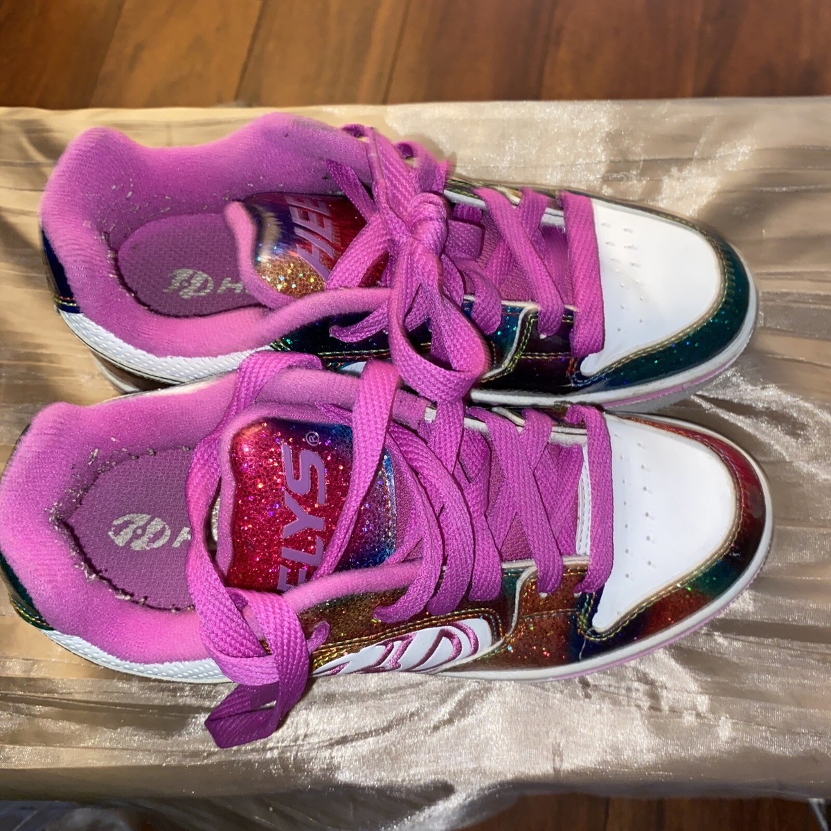 Heelys motion plus skate shoes pink glitter rainbow Youth or Women's V1
