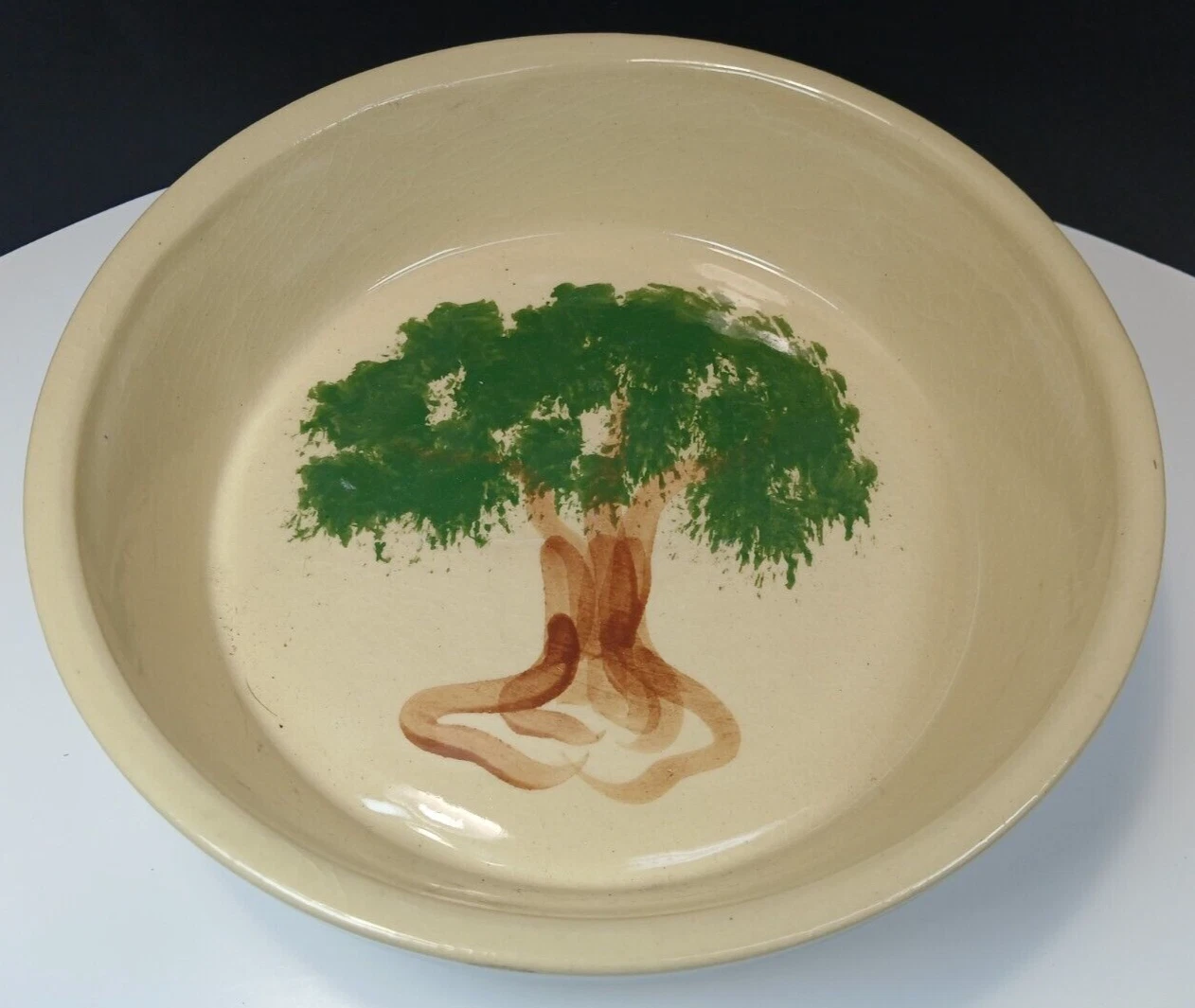 Vintage Alpine Pottery 'Tree of Life' Ceramic 9 1/2" Deep Dish Pie Plate