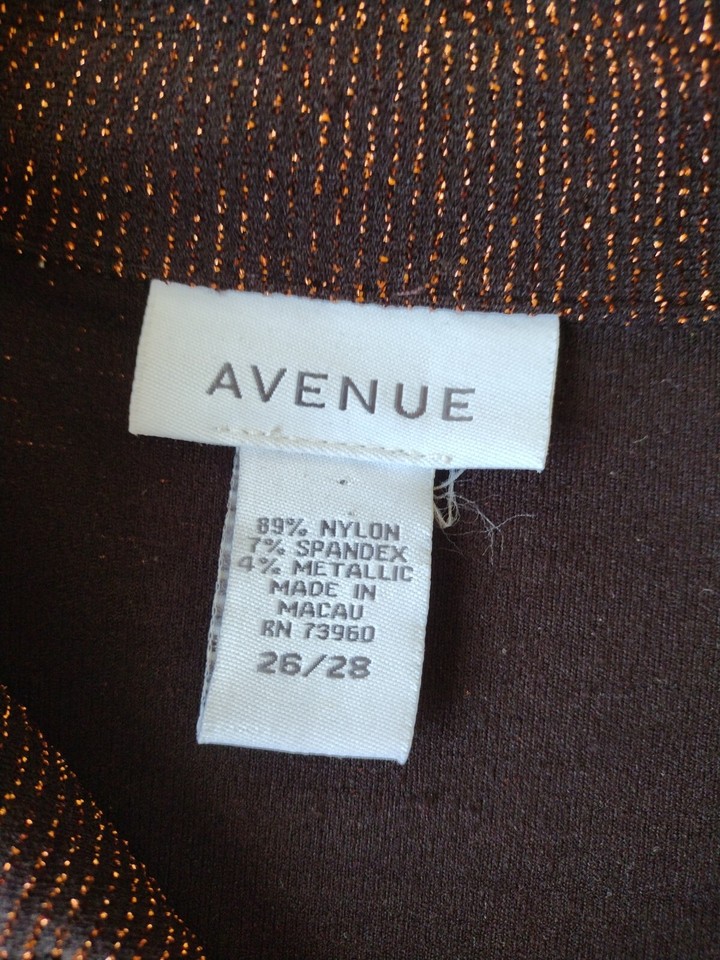 Avenue Woman Sz 26 28 Metallic Gold Bronze Shimmer Button Up Shirt