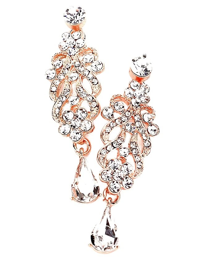 Rose Gold Plated Chandelier Fashion Earrings