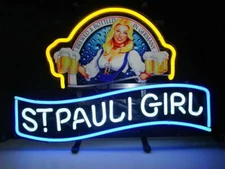 New St. Pauli Girl Beer 20"x16" Neon Light Sign Lamp Man Cave Gift Real Glass