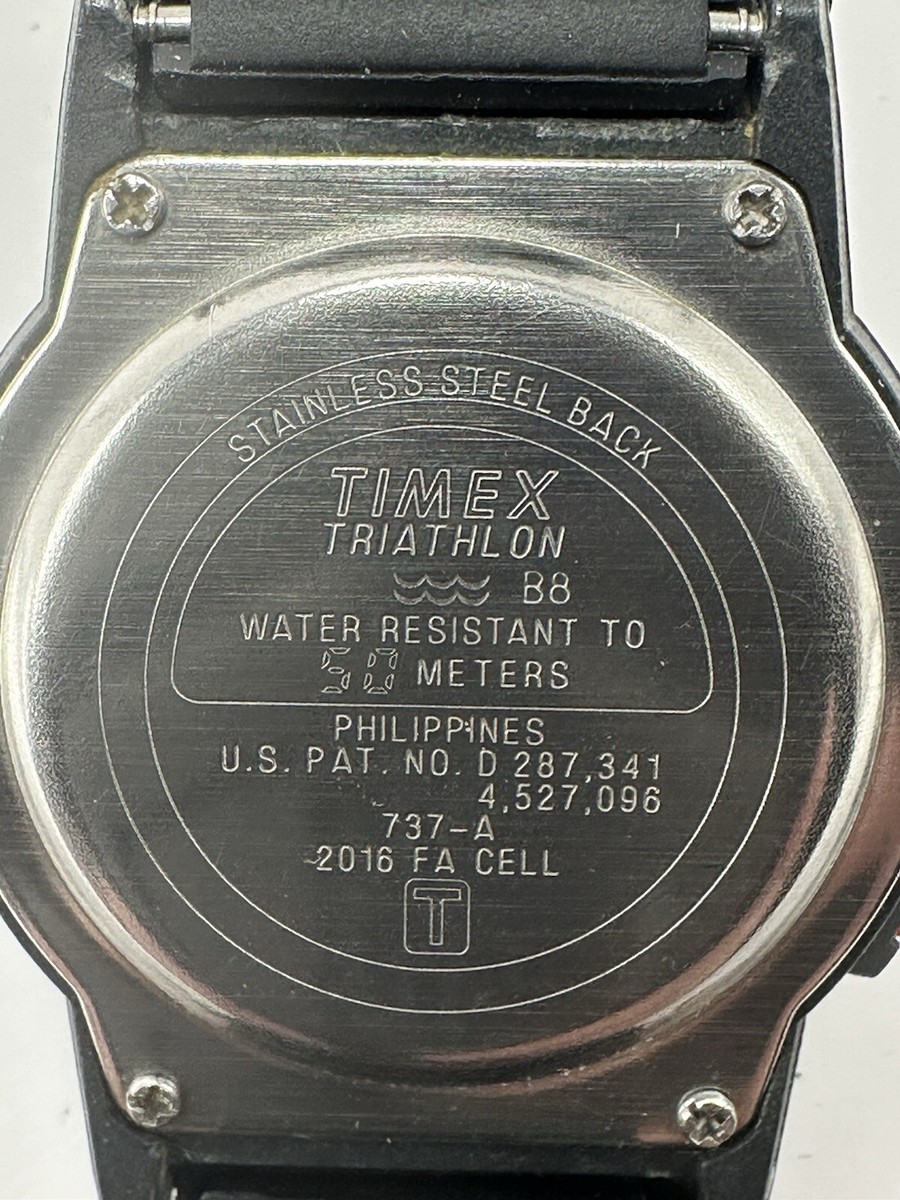 Timex 737-A Watch New Battery Indiglo 8 Lap Triathlon 36MM 8.5
