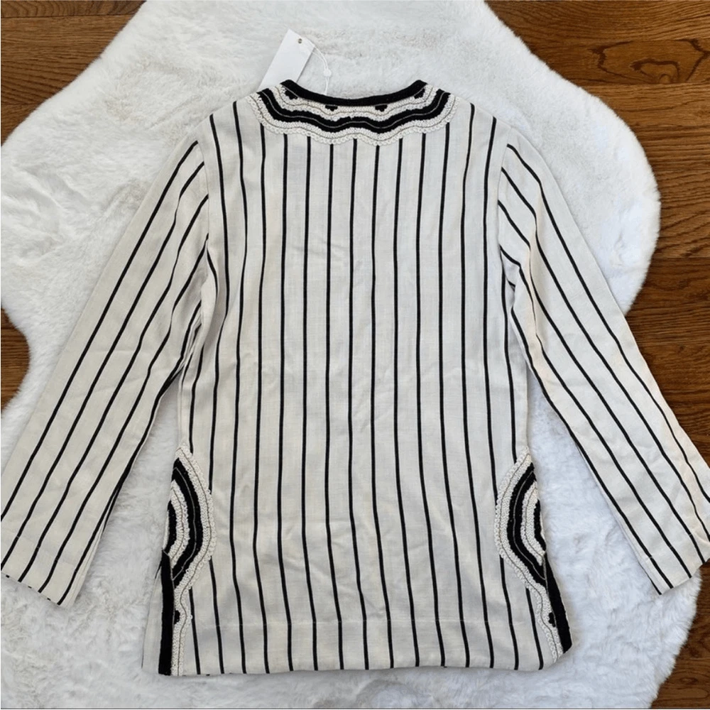 Tunica nera avorio Filipa Rayon a righe Tory Burch nuova con etichette nuova con etichette