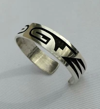 HOPI INDIAN JEWELRY STERLING SILVER BRACELET by LAWRENCE SAUFKIE