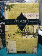 Elrene 52" x 90" Vinyl Tablecloth With Backing / Herbs & Olive Oil Theme