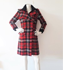 Kenzo Double Fronted Wool Tartan Check Print Coat Fr38