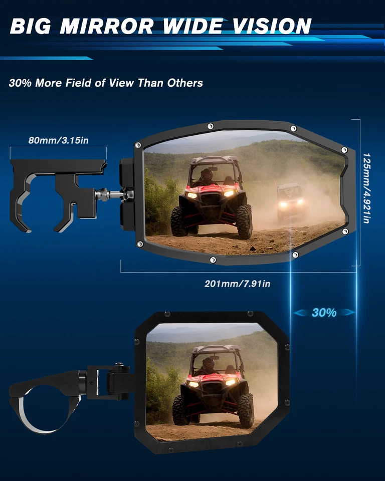 Espejos retrovisores laterales LED + cable para Can Am Maverick X3 Max Turb UTV Foto 3 de 4