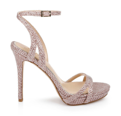 Jewel Badgley Mischka Arianna Shimmering Platform Stiletto |  Rose Gold | 5.5