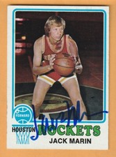 Jack Marin Houston Rockets AUTO Signed 1973-74 Topps Duke Blue Devils 4A