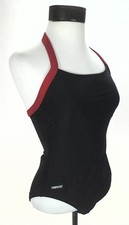 SPEEDO Swimsuit One Piece Vintage Bathing Suit Halter Black/Red Women's 8/34 New