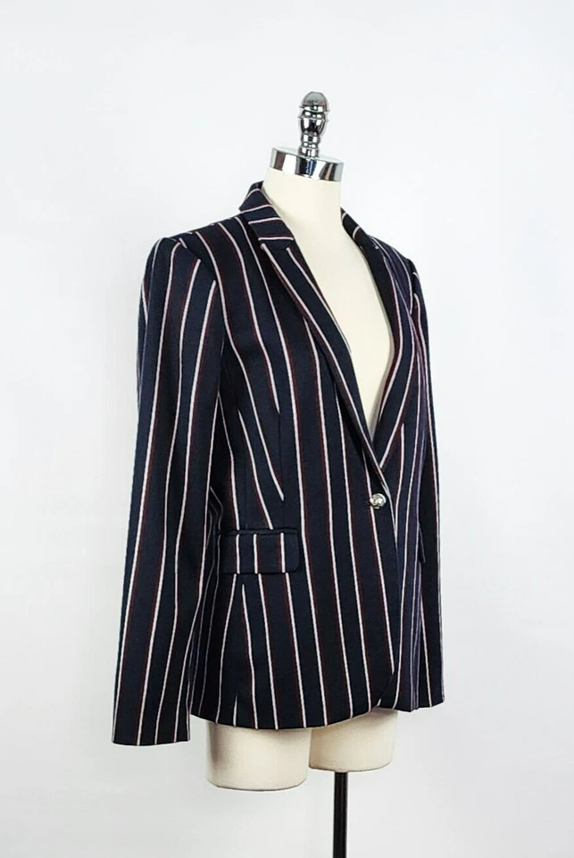 Blazer feminino Tommy Hilfiger clássico listrado peito único tamanho 14 - Imagem 3 de 4