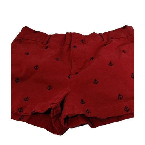 JNY Anchor Print Shorts Casual Summer Nautical Red Shorts Size 8 - Picture 13 of 16