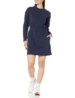 Amazon Essentials Women's Waisted Sweatshirt Dress Navy XXL