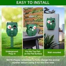 2PCS Upgraded Solar Animal Repeller: Motion/Ultrasonic – Repels Birds, Deer