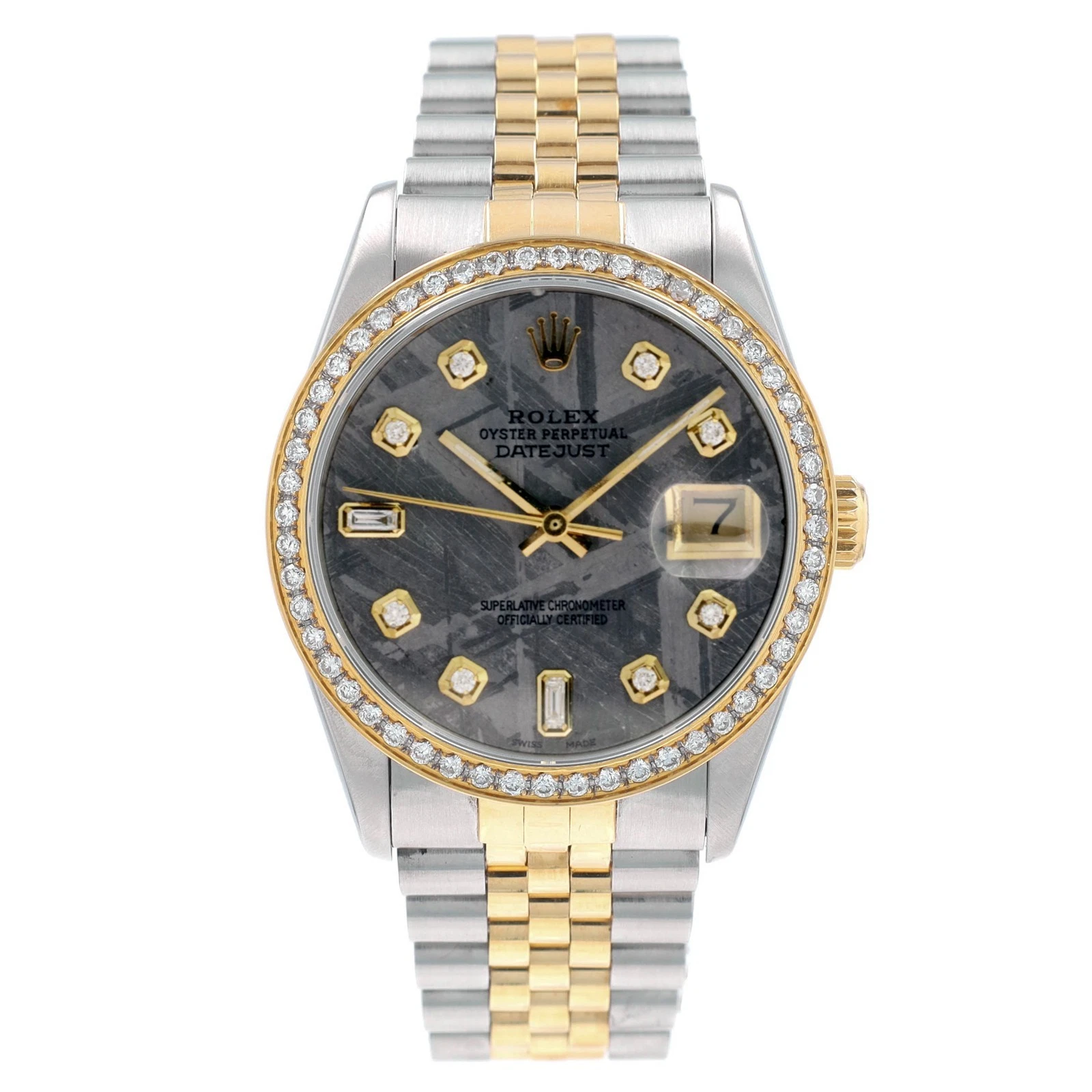 Les Météorites Duo Rolex Mens Datejust TwoTone 18KY Steel Meteorite Diamond Dial