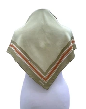 H4# Gerry Weber Polka Dot Scarf – Olive Green with Striped Border – Retro Style