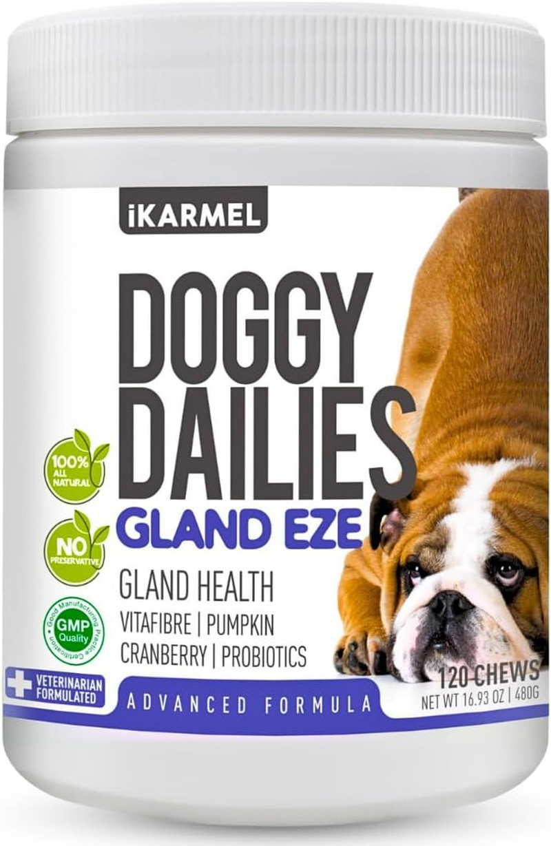 Ikarmel Doggy Dailies | Advanced Anal Gland Support Chews for Dogs | No Scoot Pe