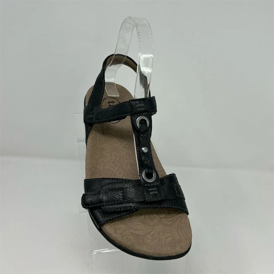 Sandalias para mujer Taos Swifty de cuero negras con cordones talla 9 informales cómodas Foto 3 de 4