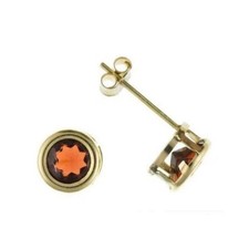 9ct Gold Garnet Earrings Yellow Gold Solitaire Stud January Birthstone Hallmark