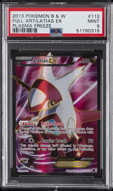 2013 POKEMON BLACK & WHITE PLASMA FREEZE #112 FULL ART/LATIAS EX PSA 9