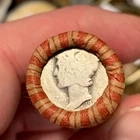 Wheat penny roll with 1920's Mercury Dime ender & 1929 S Lincoln Cent ender