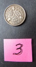 (3) Great Britain Coin: 1936 George V Silver (0.500) Threepence. Worn Condition