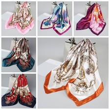 Flower Printed Bandana Scarf Imitation Satin Silk Hip Hop Head Scarf