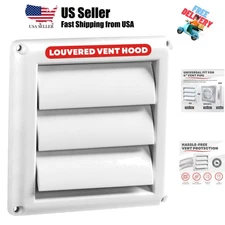 Supurr-Vent Louvered Weather-Resistant Outdoor Plastic Dryer Vent Cover for 4...