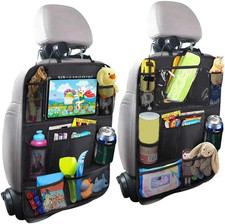 2 PCS Backseat Car Organizer with Clear 10" Tablet Holder and 10 Storage Pockets