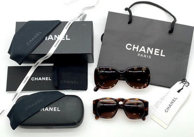 CHANEL Coco Mark Mattress Sunglasses ① Auth Chanel Coco Mark / Matelasse Plastic Tortoise 2-style