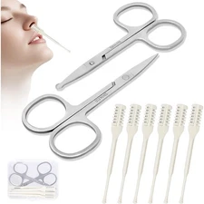 6-Pack Nose Hair Trimmer with 2 Facial Grooming Scissors Double-Sided 360°