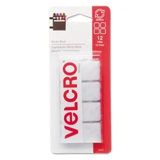 Velcro Sticky-Back Hook and Loop Square Fasteners on Strips 7/8" White 12