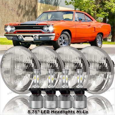 4PCS 5.75'' Round LED Headlights Hi/Lo Beam for Plymouth Road Runner 1968-1974 US