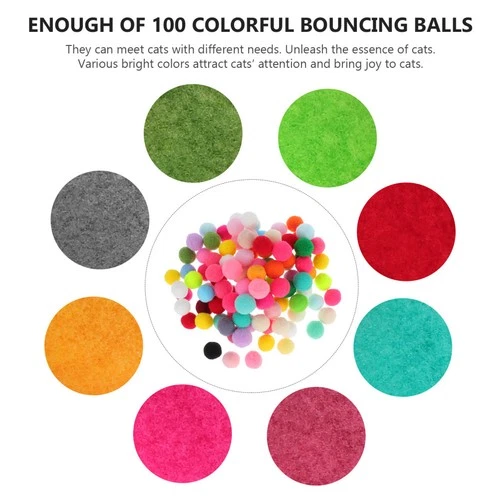 100Pcs Bite Resistant Plush Cat Toy Balls Fun Interactive Pet Toys
