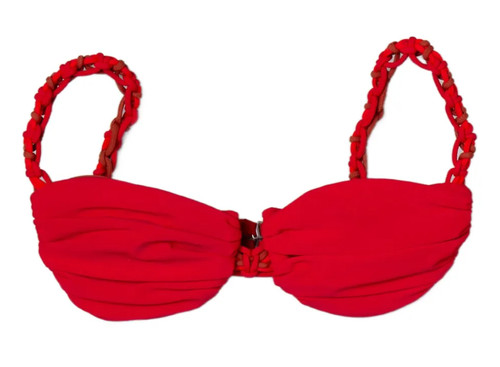 Isa Boulder Women's Tri-Twist Cherry Clay Red Braided Bikini Top Size M NWT