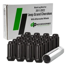 Black Lug Nuts for 2011-2022 Jeep Grand Cherokee with Aftermarket Wheels