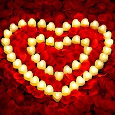 Audab Rose Petals and Candles Set for Romantic Decorations, 48 Romantic Candl...