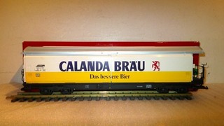 LGB Four Axle Version RhB Calanda Bräu Sliding Gate Wagon LGB No. 40570 Original Packaging