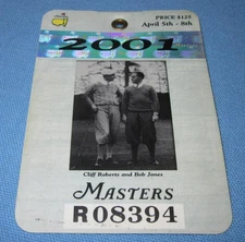 a 2001 Masters Golf Tournament Badge
