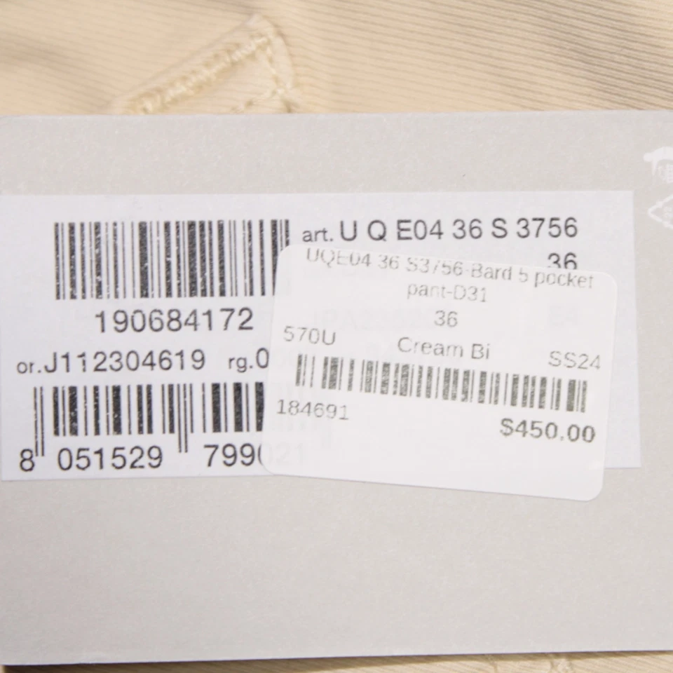 Jacob Cohen NWT 5 Pocket Jean Cut Pants Size 36 US In Solid Beige Cotton Blend - Image 4 of 4