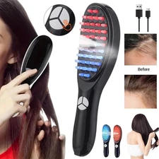 Electric Vibration Hair Growth Comb Massager Red Light Therapy Massage Brush US