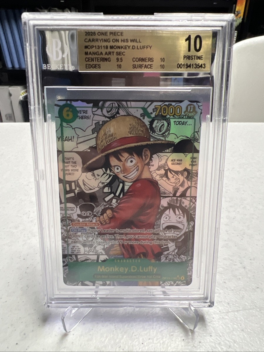 BGS 10 Pristine Monkey D. Luffy Manga Art SEC OP13-118 One Piece
