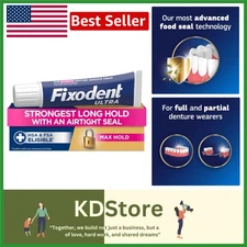 Fixodent Ultra Max Hold Denture Adhesive, 2.2 oz (Packaging may vary)Opens in...