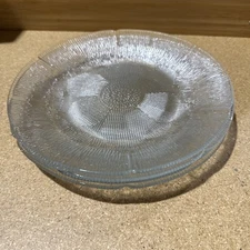 VTG Fortecrisa Ribbed Glass Dinner Plates Set of 4 Made in Mexico Forte Crisa