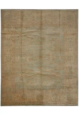 8.3 x 9.9 Chobi Peshawar Rug Warm Colors Light Blue Brown New Oushak #F-4378